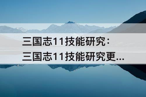 三国志11技能研究：三国志11技能研究更改