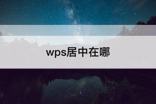 wps居中在哪