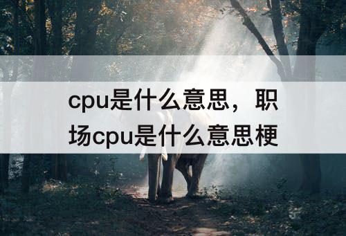 cpu是什么意思，职场cpu是什么意思梗