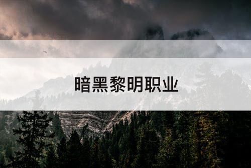 暗黑黎明职业