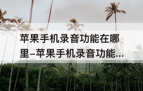 苹果手机录音功能在哪里-苹果手机录音功能在哪里?12