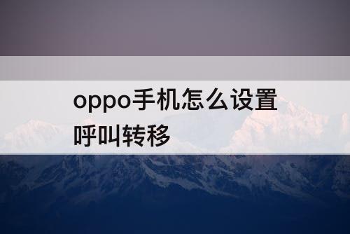 oppo手机怎么设置呼叫转移