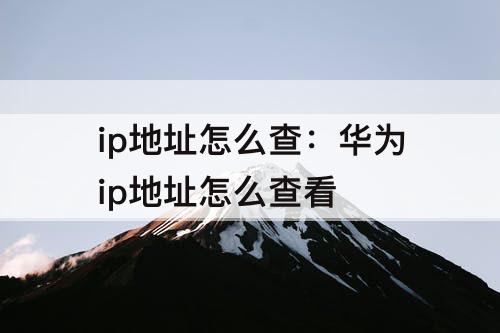 ip地址怎么查：华为ip地址怎么查看