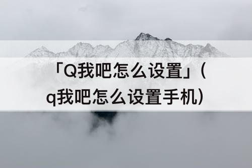 「Q我吧怎么设置」(q我吧怎么设置手机)