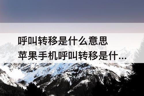 呼叫转移是什么意思 苹果手机呼叫转移是什么意思