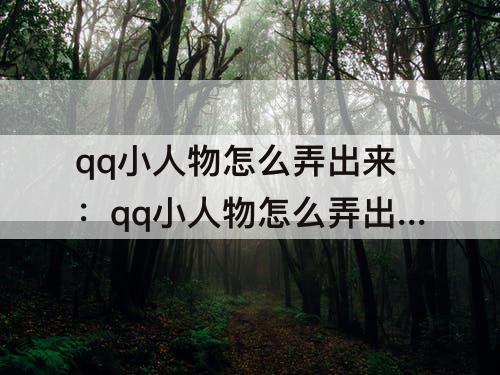 qq小人物怎么弄出来：qq小人物怎么弄出来3d