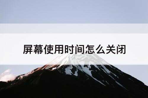 屏幕使用时间怎么关闭