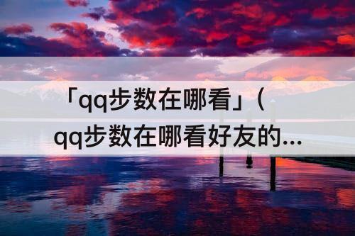 「qq步数在哪看」(qq步数在哪看好友的步数)