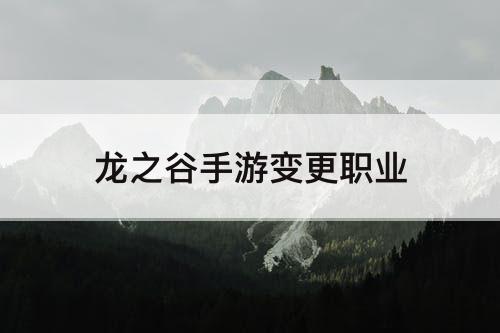 龙之谷手游变更职业