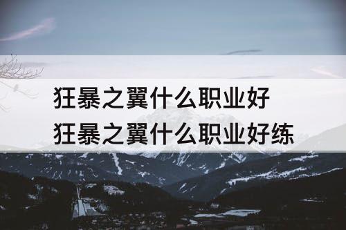 狂暴之翼什么职业好 狂暴之翼什么职业好练