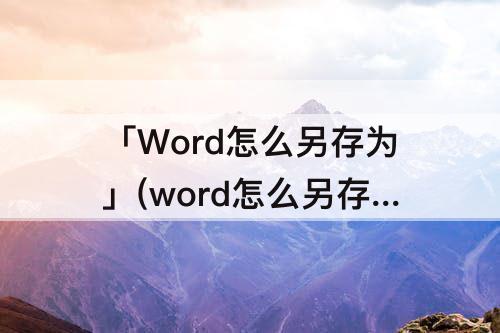 「Word怎么另存为」(word怎么另存为docx)