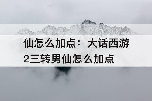 仙怎么加点：大话西游2三转男仙怎么加点