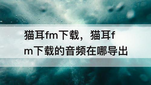 猫耳fm下载，猫耳fm下载的音频在哪导出