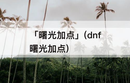「曙光加点」(dnf曙光加点)