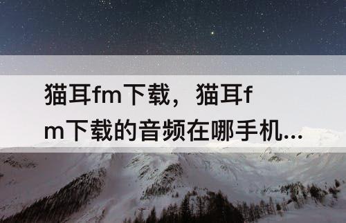 猫耳fm下载，猫耳fm下载的音频在哪手机储存