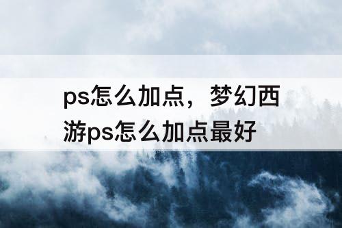 ps怎么加点，梦幻西游ps怎么加点最好