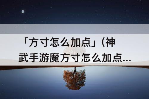 「方寸怎么加点」(神武手游魔方寸怎么加点最好)