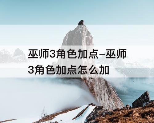 巫师3角色加点-巫师3角色加点怎么加