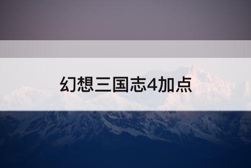 幻想三国志4加点