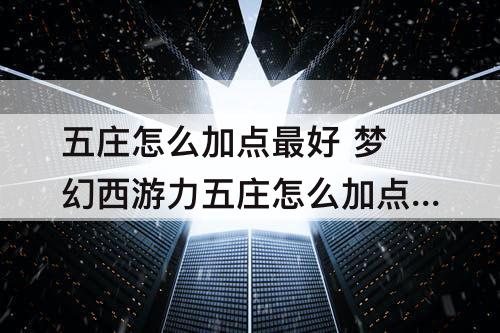 五庄怎么加点最好 梦幻西游力五庄怎么加点最好
