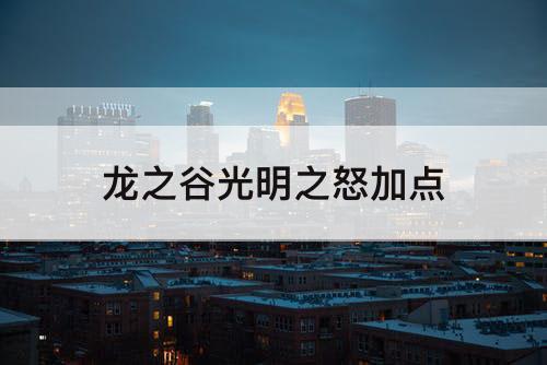 龙之谷光明之怒加点