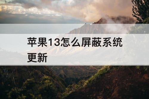 苹果13怎么屏蔽系统更新