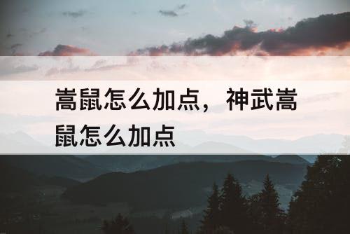 嵩鼠怎么加点，神武嵩鼠怎么加点