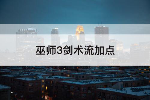 巫师3剑术流加点