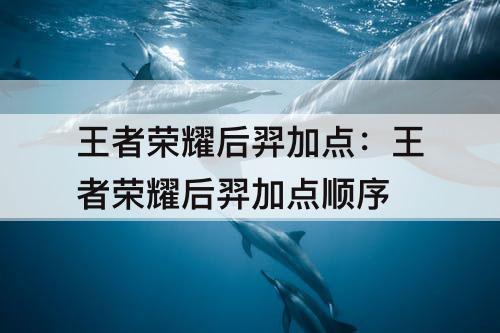 王者荣耀后羿加点：王者荣耀后羿加点顺序