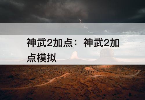 神武2加点：神武2加点模拟
