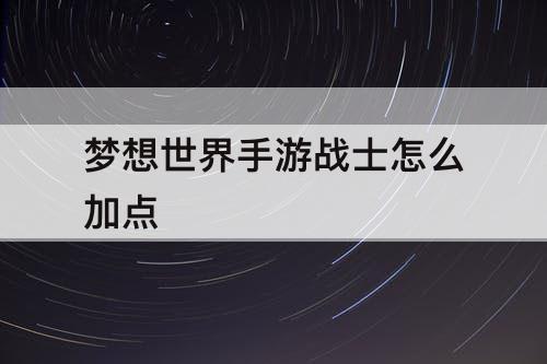梦想世界手游战士怎么加点
