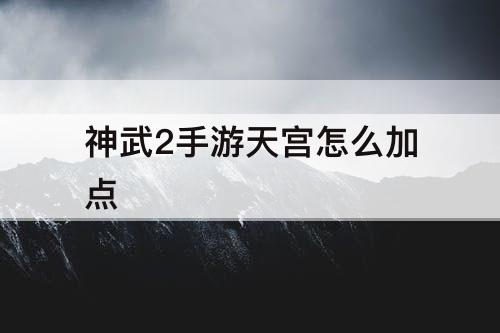 神武2手游天宫怎么加点