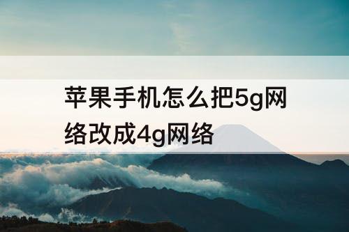 苹果手机怎么把5g网络改成4g网络