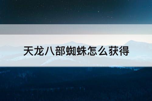 天龙八部蜘蛛怎么获得