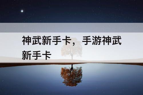 神武新手卡，手游神武新手卡