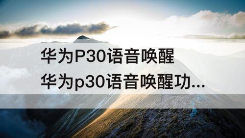 华为P30语音唤醒 华为p30语音唤醒功能怎么设置