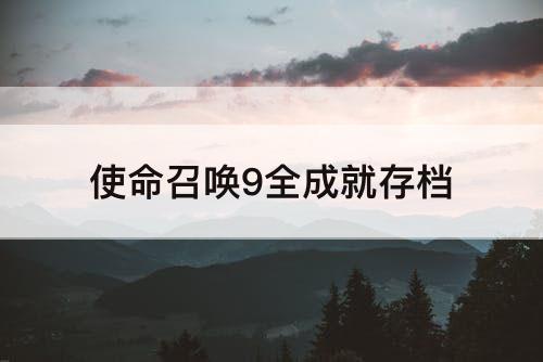 使命召唤9全成就存档