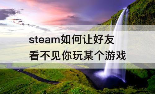 steam如何让好友看不见你玩某个游戏
