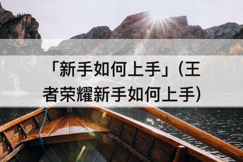 「新手如何上手」(王者荣耀新手如何上手)
