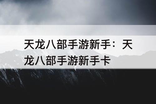 天龙八部手游新手：天龙八部手游新手卡