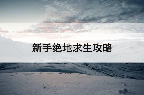 新手绝地求生攻略