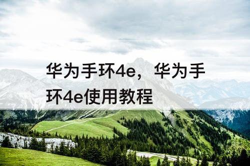 华为手环4e，华为手环4e使用教程