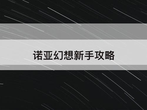 诺亚幻想新手攻略