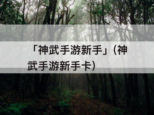 「神武手游新手」(神武手游新手卡)