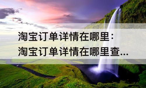 淘宝订单详情在哪里：淘宝订单详情在哪里查看