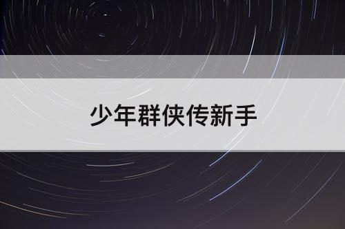 少年群侠传新手