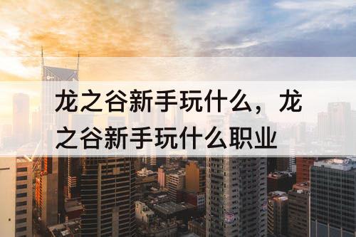 龙之谷新手玩什么，龙之谷新手玩什么职业