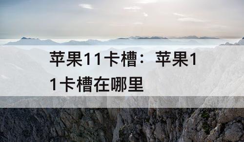 苹果11卡槽：苹果11卡槽在哪里