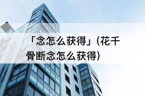 「念怎么获得」(花千骨断念怎么获得)