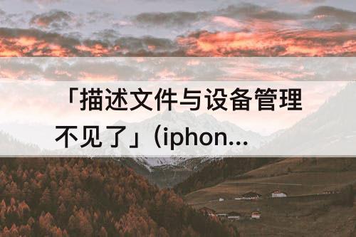 「描述文件与设备管理不见了」(iphone11描述文件与设备管理不见了)